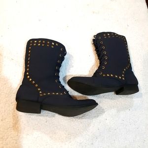 Zoey Navy LaceUp Boots Size 8
